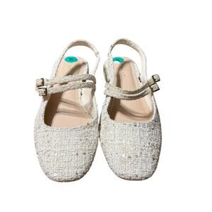 Tahari Cream Tweed Mary Jane Slingback Flats Size 8